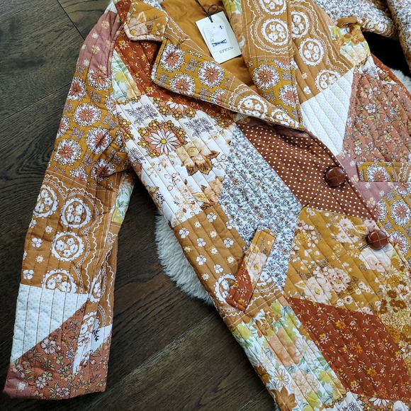 Spell X Free People Cha Cha Patchwork Quilted Long Duster Coat - Picture 5 of 11